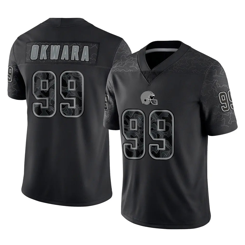 BIPIHUC C.Browns #99 Julian Okwara Player Black Reflective Home Game Stitched Jerseys
