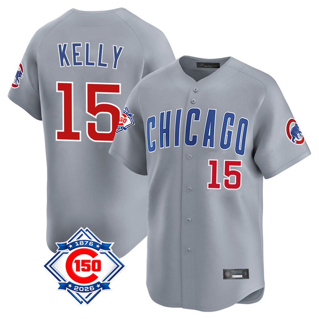 BIPIHUC C.Cubs #15 Carson Kelly Player Gray Road 150th Anniversary Limited Home Stitched Jerseys