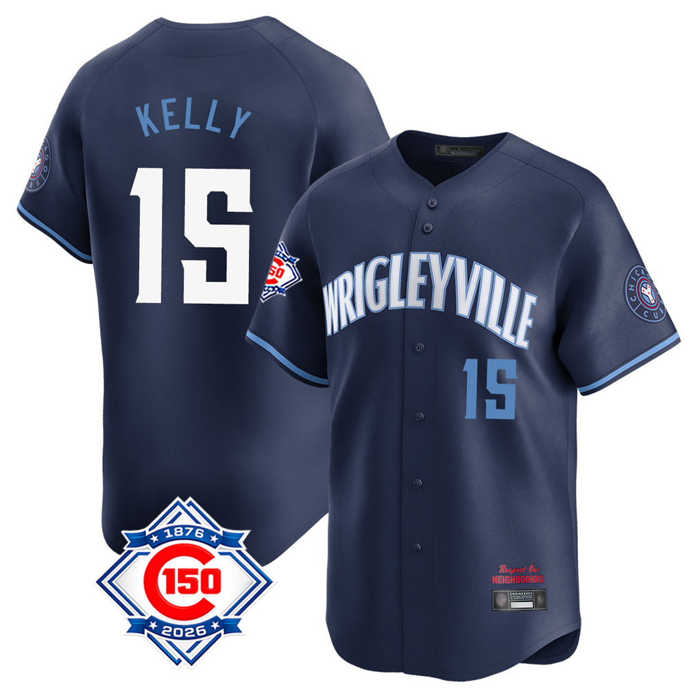 BIPIHUC C.Cubs #15 Carson Kelly Player Navy City Connect 150th Anniversary Limited Home Stitched Jerseys