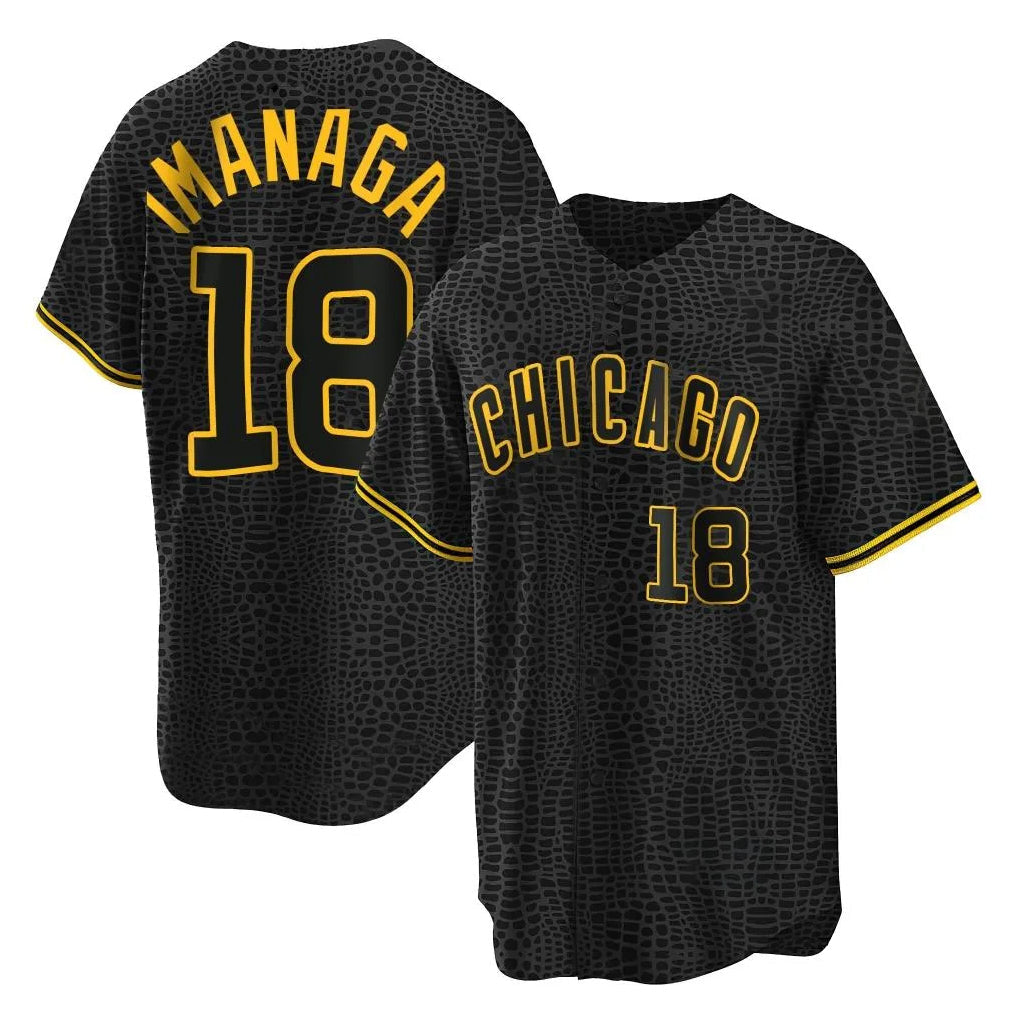 BIPIHUC C.Cubs #18 Shota Imanaga Player Black Snake Skin City Game Stitched Jerseys