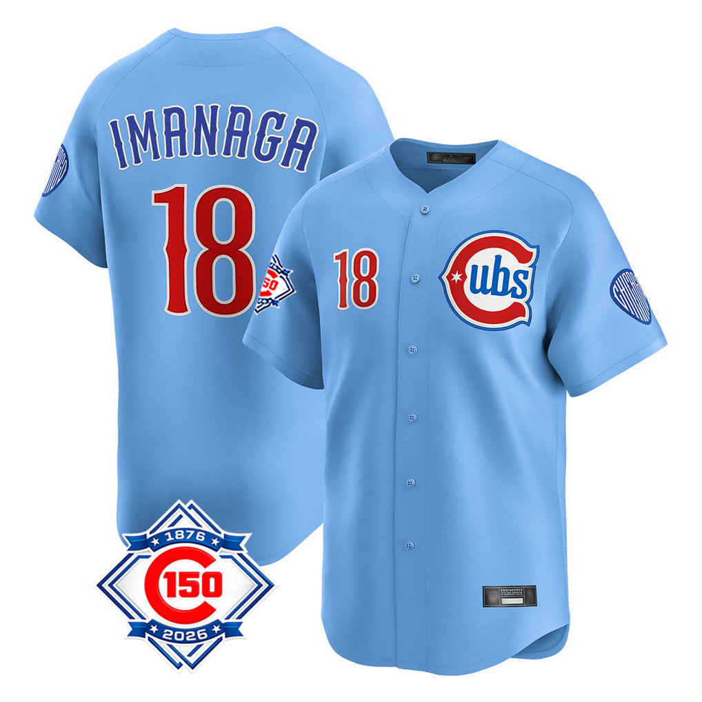 BIPIHUC C.Cubs #18 Shota Imanaga Player Light Blue 150th Anniversary Limited Home Stitched Jerseys