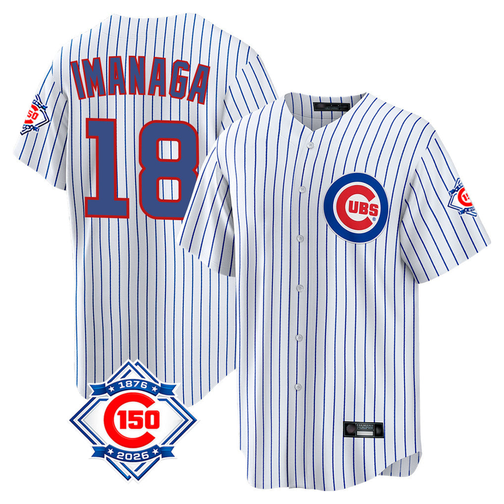 BIPIHUC C.Cubs #18 Shota Imanaga Player White 150th Anniversary Home Game Stitched Jerseys