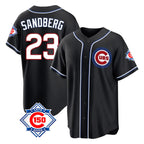 BIPIHUC C.Cubs #23 Ryne Sandberg Player Black Fashion Out 150th Anniversary Game Stitched Jerseys