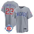 BIPIHUC C.Cubs #23 Ryne Sandberg Player Gray 150th Anniversary Home Game Stitched Jerseys