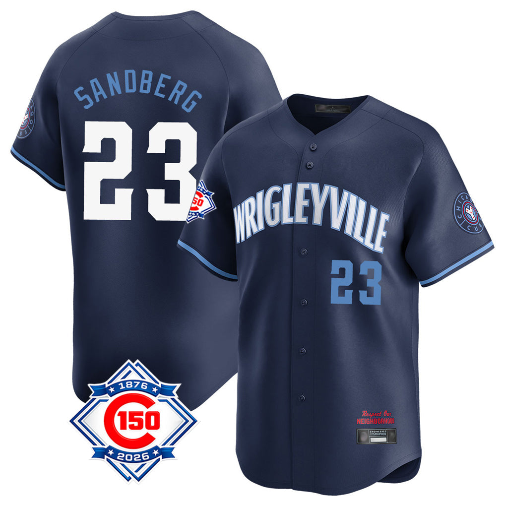 BIPIHUC C.Cubs #23 Ryne Sandberg Player Navy City Connect 150th Anniversary Limited Home Stitched Jerseys