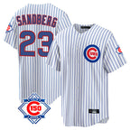 BIPIHUC C.Cubs #23 Ryne Sandberg Player White 150th Anniversary Home Game Stitched Jerseys