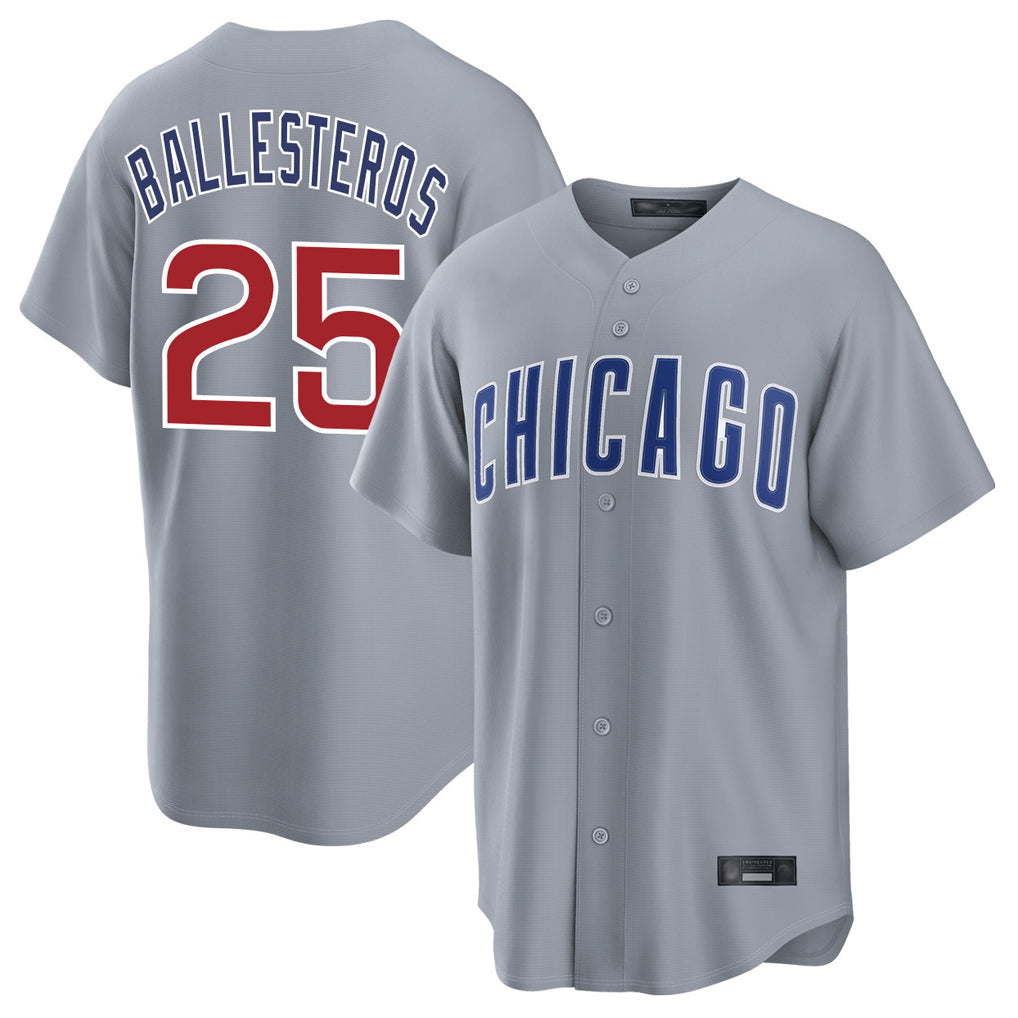 BIPIHUC C.Cubs #25 Mois¡§|s Ballesteros Player Gray Home Game Stitched Jerseys