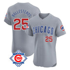 BIPIHUC C.Cubs #25 Mois¡§|s Ballesteros Player Gray Road 150th Anniversary Limited Elite Home Stitched Jerseys