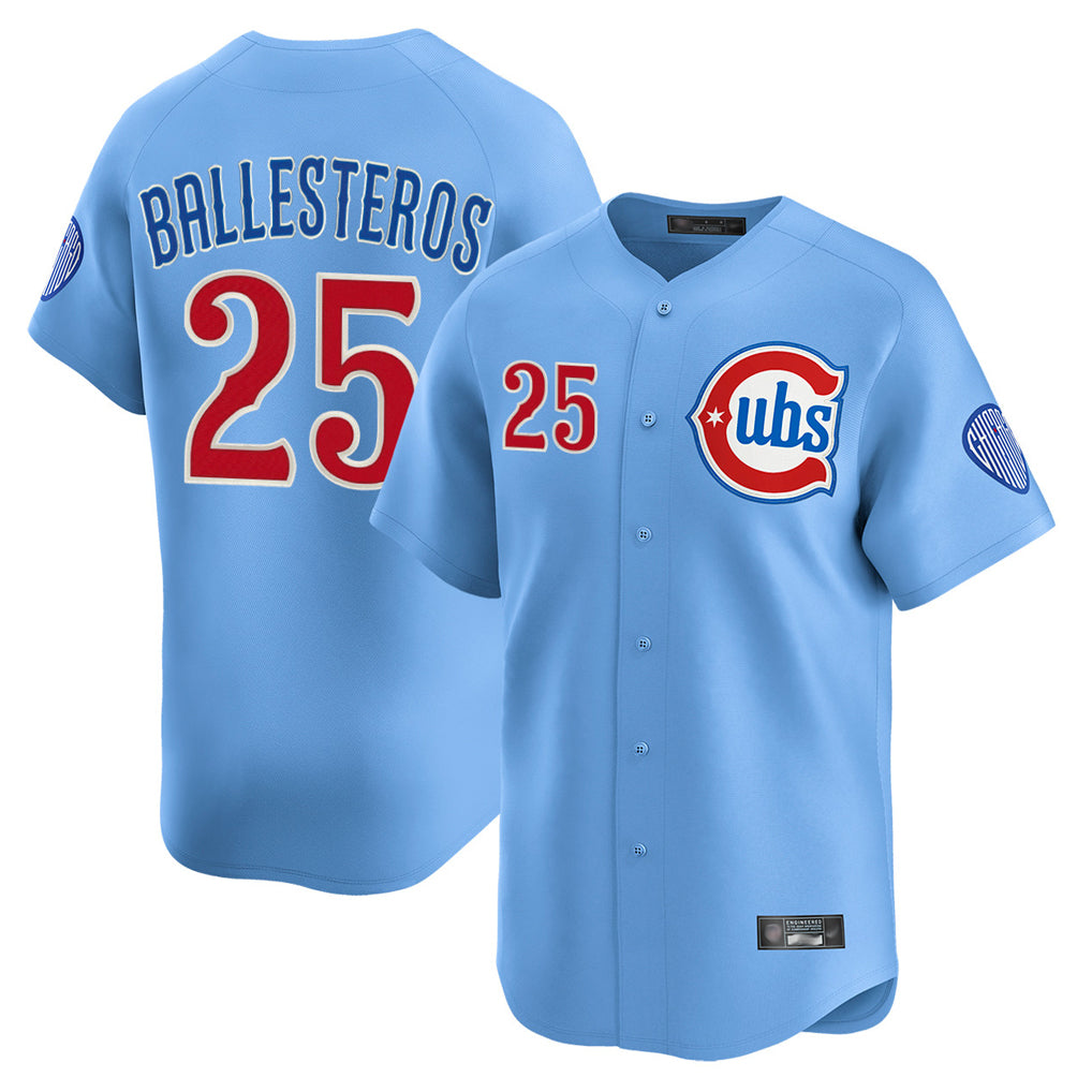 BIPIHUC C.Cubs #25 Mois¡§|s Ballesteros Player Light Blue Limited Home Stitched Jerseys