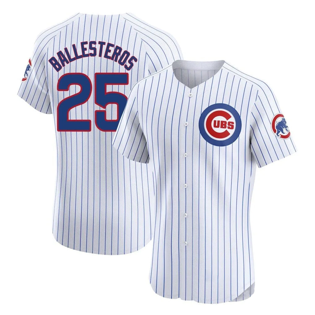BIPIHUC C.Cubs #25 Mois¡§|s Ballesteros Player White Limited Elite Home Game Stitched Jerseys