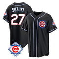 BIPIHUC C.Cubs #27 Seiya Suzuki Player Black Fashion Out 150th Anniversary Game Stitched Jerseys