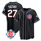 BIPIHUC C.Cubs #27 Seiya Suzuki Player Black Fashion Out 150th Anniversary Game Stitched Jerseys