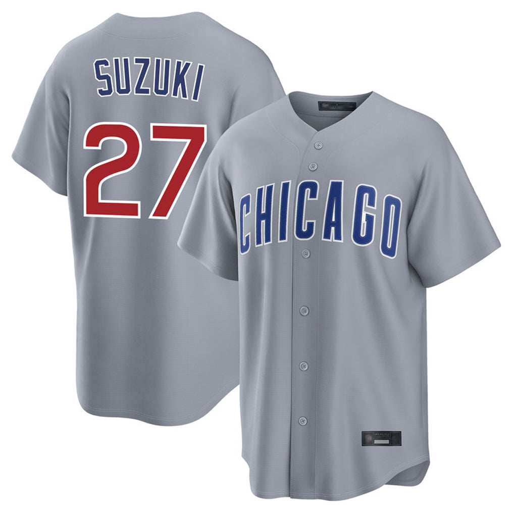 BIPIHUC C.Cubs #27 Seiya Suzuki Player Gray Home Game Stitched Jerseys