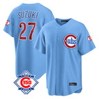 BIPIHUC C.Cubs #27 Seiya Suzuki Player Light Blue 150th Anniversary Home Game Stitched Jerseys