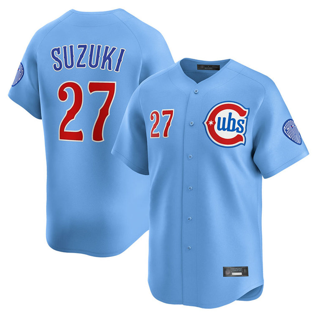 BIPIHUC C.Cubs #27 Seiya Suzuki Player Light Blue Limited Home Stitched Jerseys