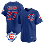 BIPIHUC C.Cubs #27 Seiya Suzuki Player Royal 150th Anniversary Limited Home Stitched Jerseys