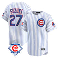 BIPIHUC C.Cubs #27 Seiya Suzuki Player White 150th Anniversary Limited Home Game Stitched Jerseys