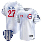 BIPIHUC C.Cubs #27 Seiya Suzuki Player White Pinstripe Vapor Premier Limited Home Stitched Jerseys