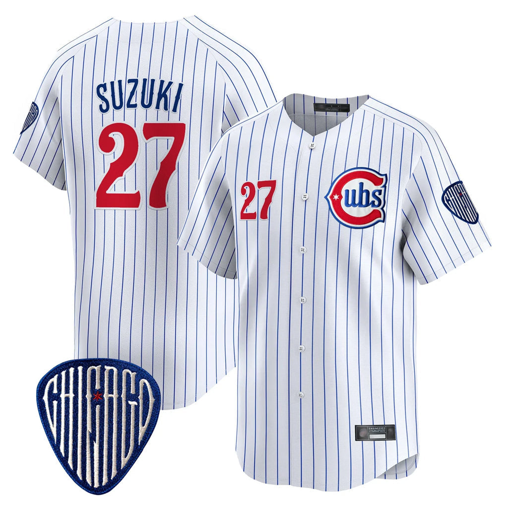 BIPIHUC C.Cubs #27 Seiya Suzuki Player White Pinstripe Vapor Premier Limited Home Stitched Jerseys