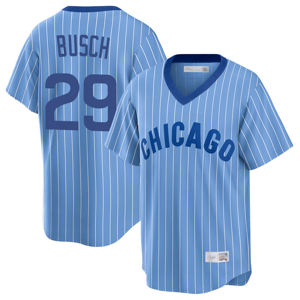 BIPIHUC C.Cubs #29 Michael Busch Player Blue T-shirt Cooperstown Collection Limited Stitched Jerseys
