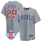 BIPIHUC C.Cubs #29 Michael Busch Player Gray 150th Anniversary Home Game Stitched Jerseys