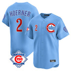 BIPIHUC C.Cubs #2 Nico Hoerner Player Light Blue 150th Anniversary Limited Home Stitched Jerseys