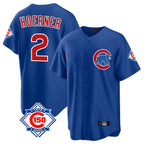 BIPIHUC C.Cubs #2 Nico Hoerner Player Royal 150th Anniversary Home Game Stitched Jerseys