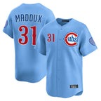 BIPIHUC C.Cubs #31 Greg Maddux Player Light Blue Limited Home Stitched Jerseys
