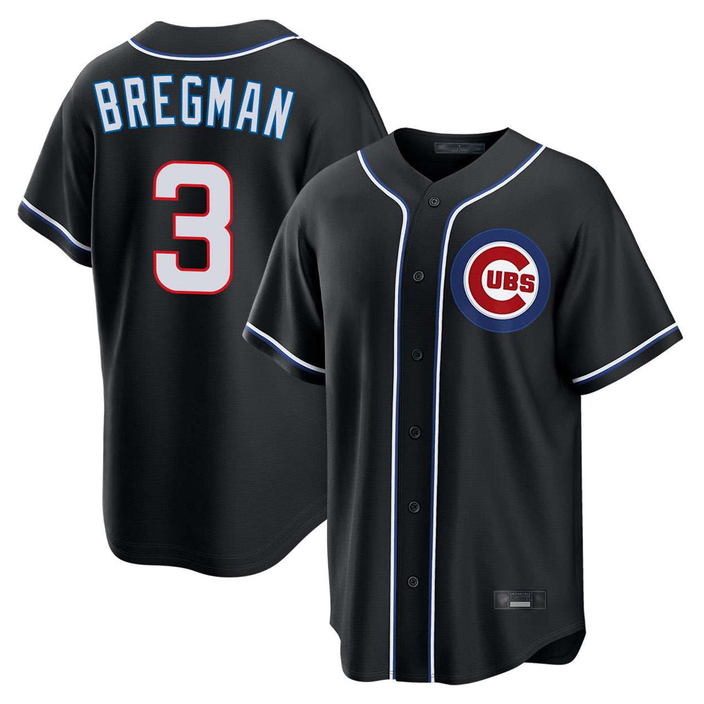 BIPIHUC C.Cubs #3 Alex Bregman Black Fashion Out Game Stitched Jerseys