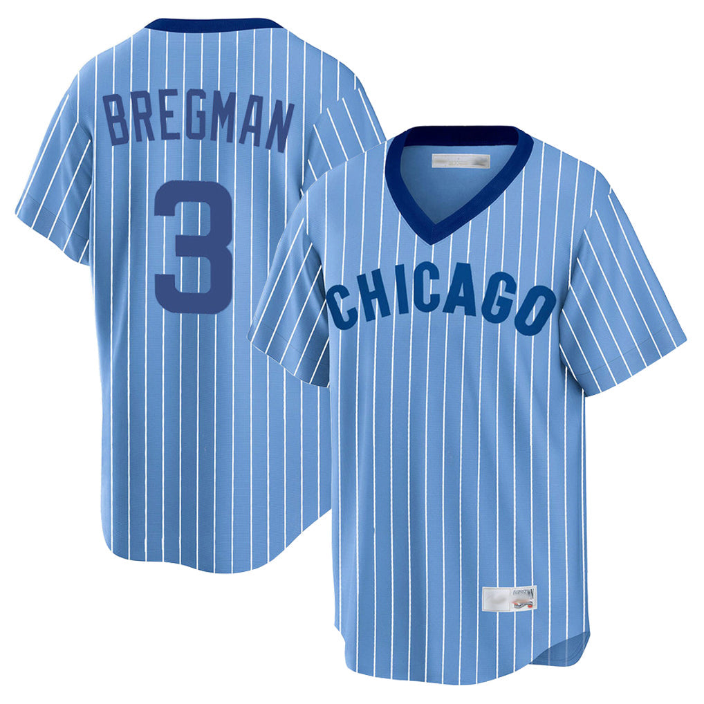BIPIHUC C.Cubs #3 Alex Bregman Blue T-shirt Cooperstown Collection Limited Stitched Jerseys