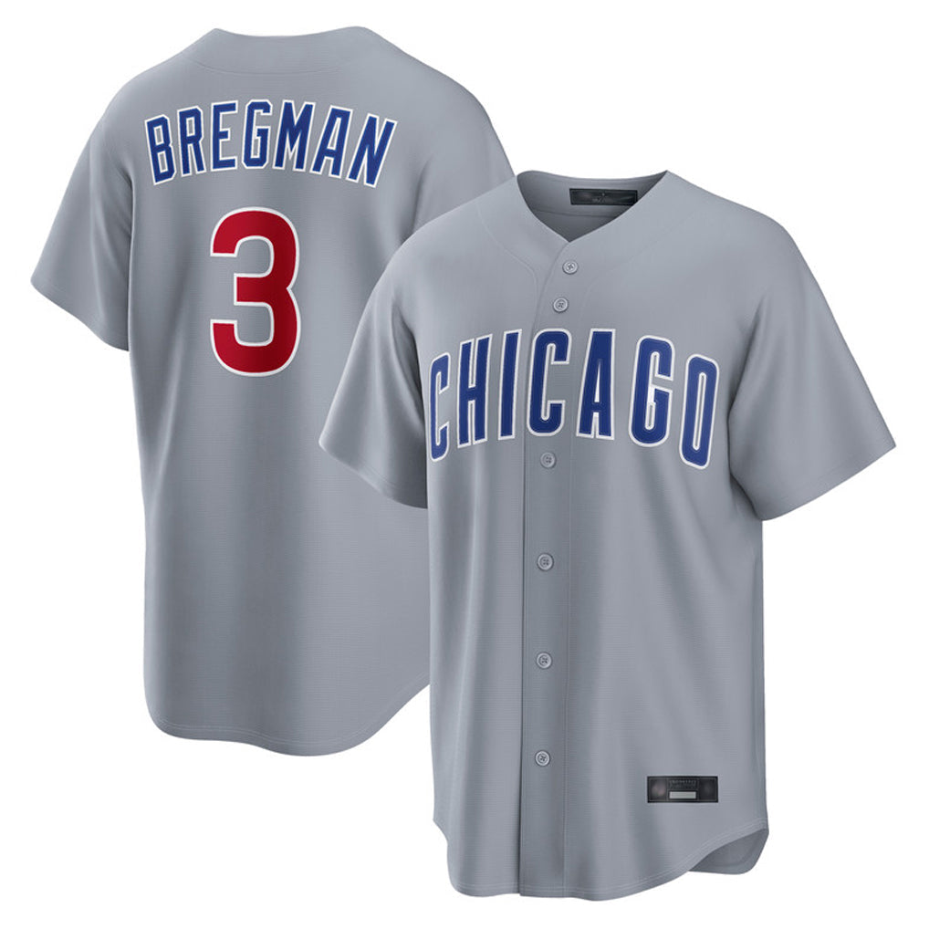 BIPIHUC C.Cubs #3 Alex Bregman Gray Home Game Stitched Jerseys