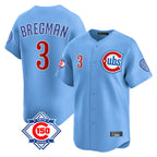 BIPIHUC C.Cubs #3 Alex Bregman Light Blue 150th Anniversary Limited Home Stitched Jerseys