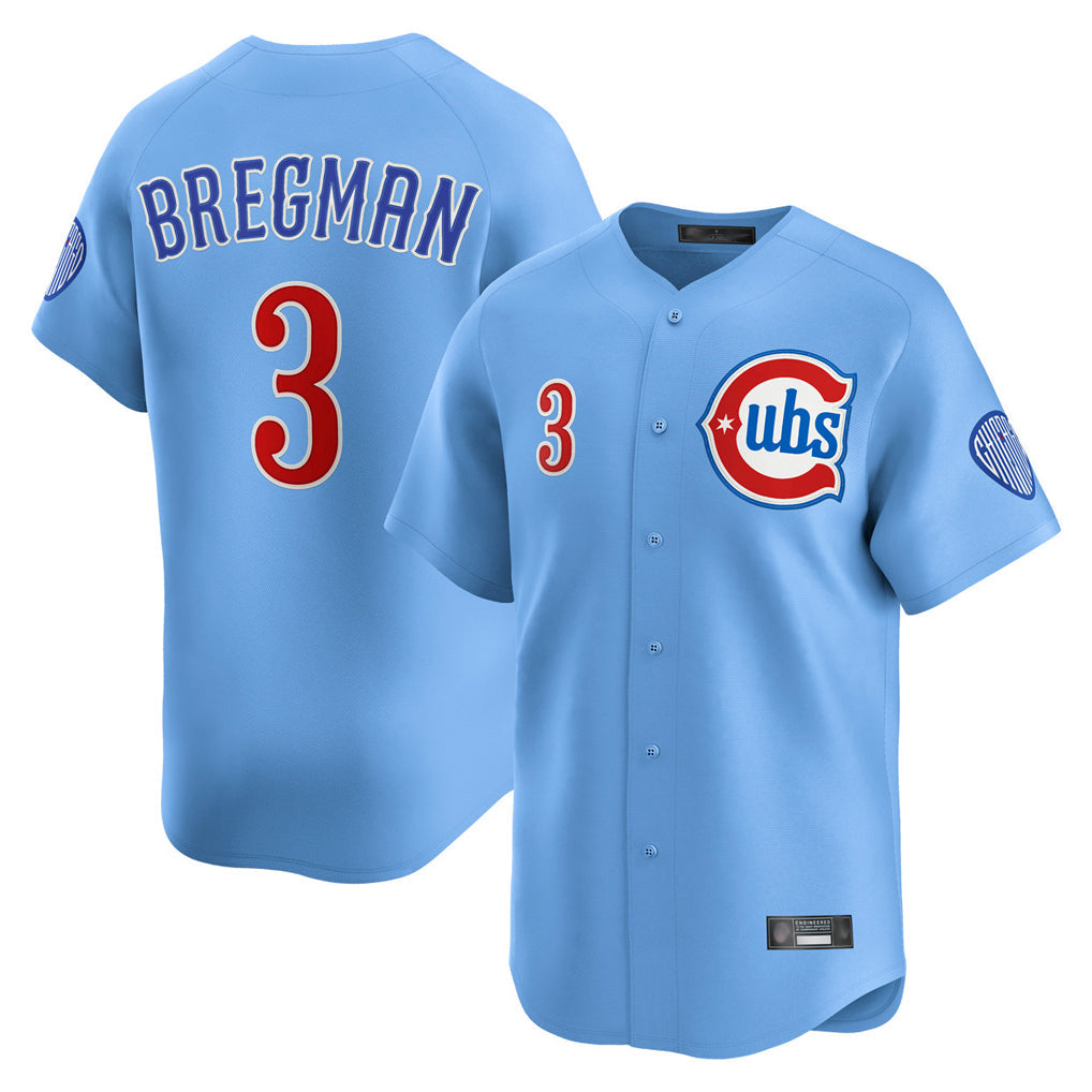 BIPIHUC C.Cubs #3 Alex Bregman Light Blue Limited Home Stitched Jerseys