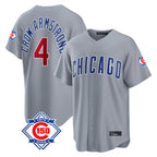 BIPIHUC C.Cubs #4 Pete Crow-Armstrong Player Gray 150th Anniversary Home Game Stitched Jerseys
