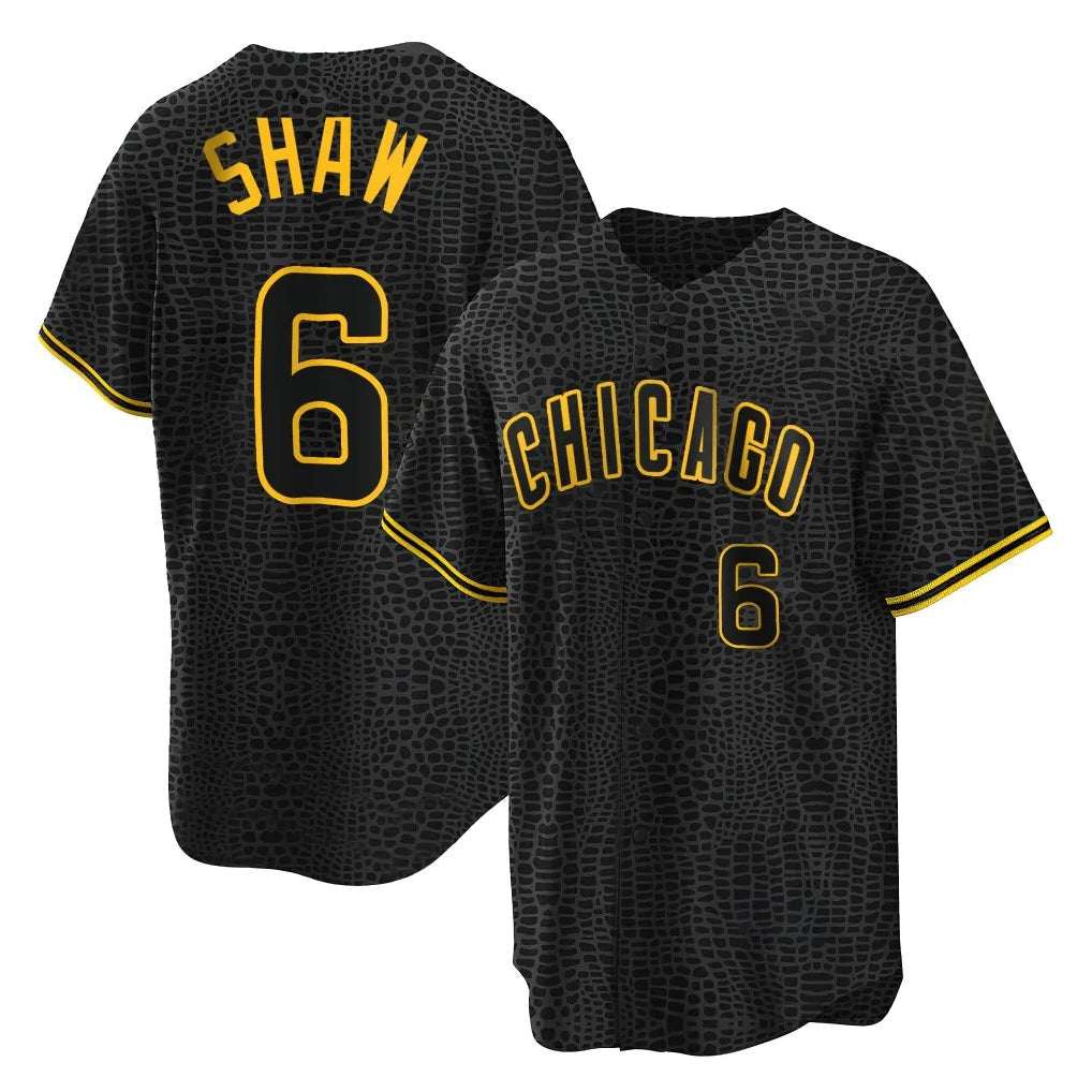 BIPIHUC C.Cubs #6 Matt Shaw Player Black Snake Skin City Game Stitched Jerseys