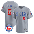 BIPIHUC C.Cubs #6 Matt Shaw Player Gray Road 150th Anniversary Limited Home Stitched Jerseys