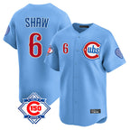 BIPIHUC C.Cubs #6 Matt Shaw Player Light Blue 150th Anniversary Limited Home Stitched Jerseys