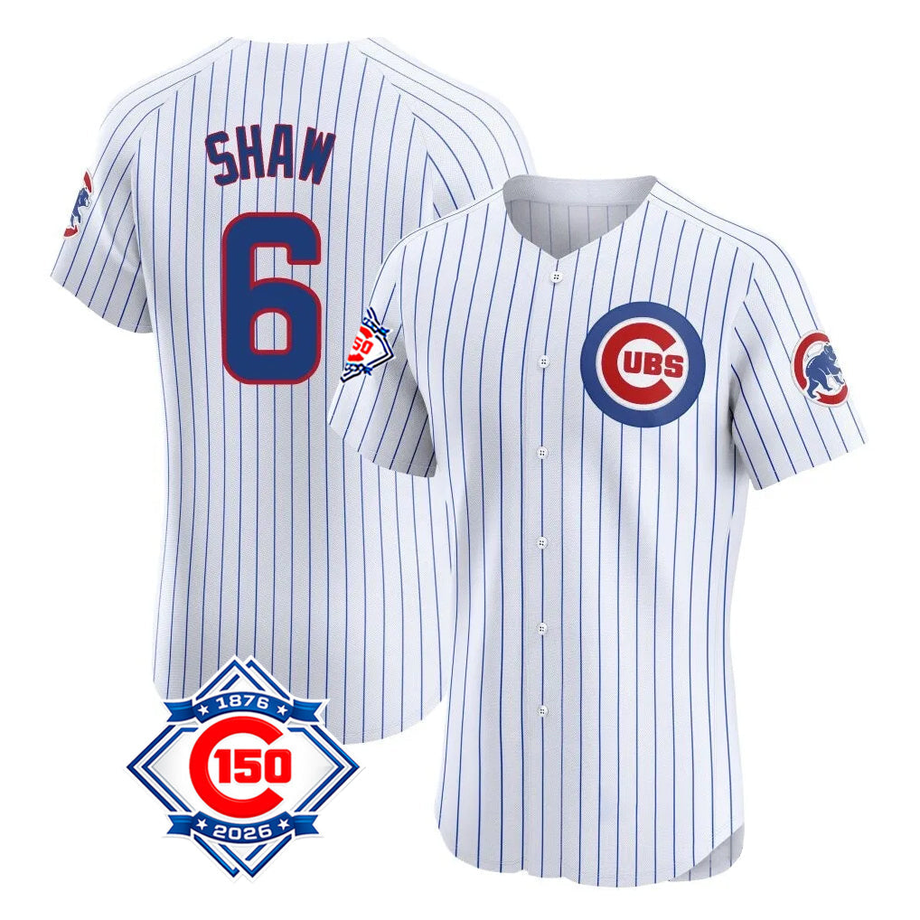 BIPIHUC C.Cubs #6 Matt Shaw Player White 150th Anniversary Limited Elite Home Game Stitched Jerseys