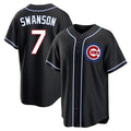 BIPIHUC C.Cubs #7 Dansby Swanson Player Black Fashion Out Game Stitched Jerseys