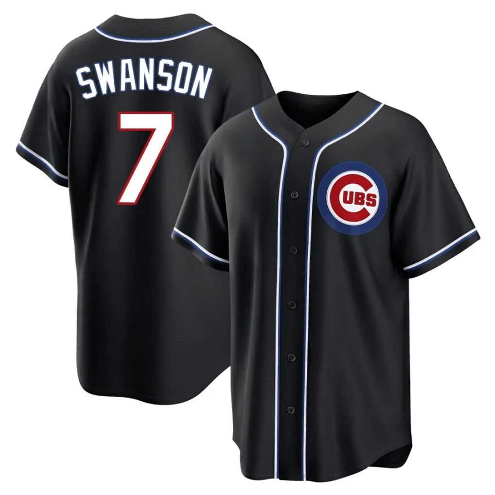 BIPIHUC C.Cubs #7 Dansby Swanson Player Black Fashion Out Game Stitched Jerseys