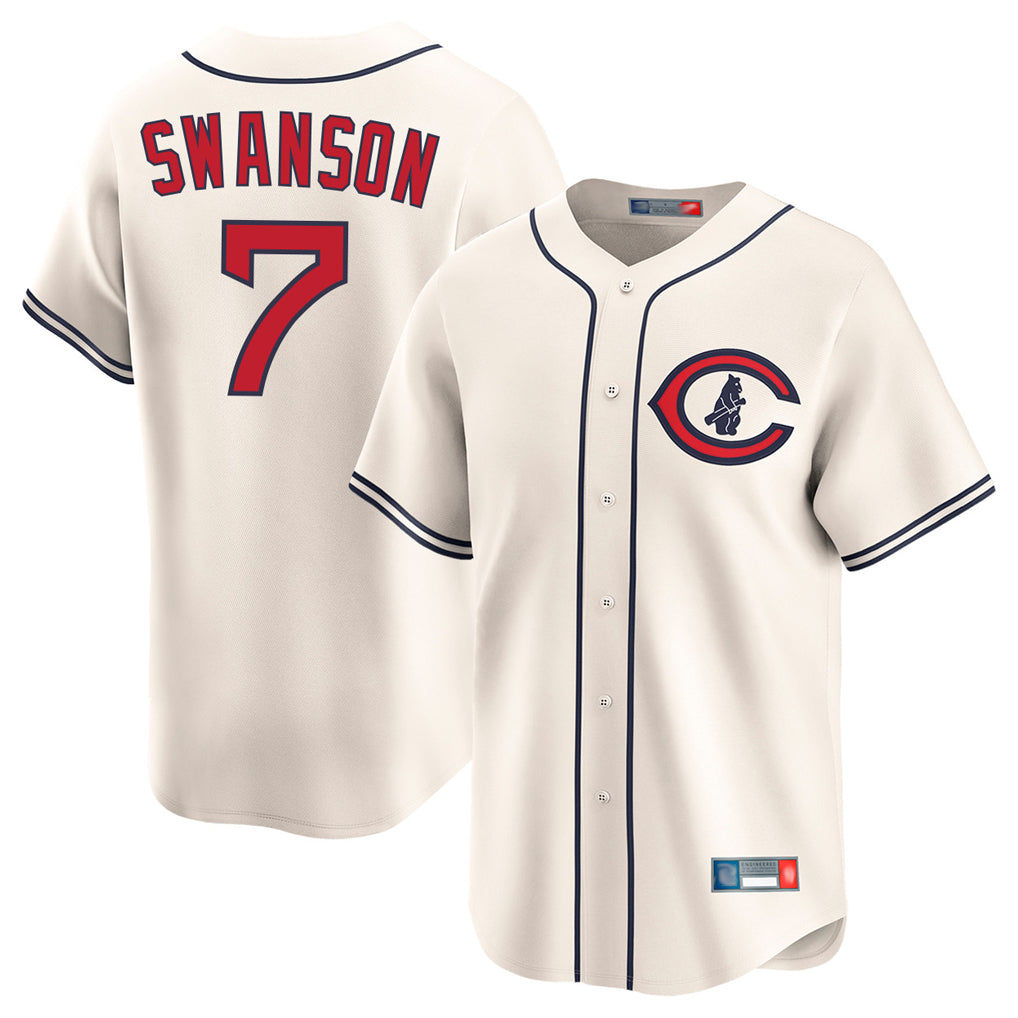 BIPIHUC C.Cubs #7 Dansby Swanson Player Cream Field of Dreams Limited Home Game Stitched Jerseys