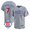 BIPIHUC C.Cubs #7 Dansby Swanson Player Gray Road 150th Anniversary Limited Home Stitched Jerseys