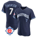 BIPIHUC C.Cubs #7 Dansby Swanson Player Navy City Connect 150th Anniversary Limited Elite Home Stitched Jerseys