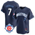 BIPIHUC C.Cubs #7 Dansby Swanson Player Navy City Connect 150th Anniversary Limited Home Stitched Jerseys
