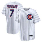 BIPIHUC C.Cubs #7 Dansby Swanson Player White Game Home Stitched Jerseys