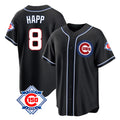 BIPIHUC C.Cubs #8 Ian Happ Player Black Fashion Out 150th Anniversary Game Stitched Jerseys