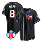 BIPIHUC C.Cubs #8 Ian Happ Player Black Fashion Out 150th Anniversary Game Stitched Jerseys