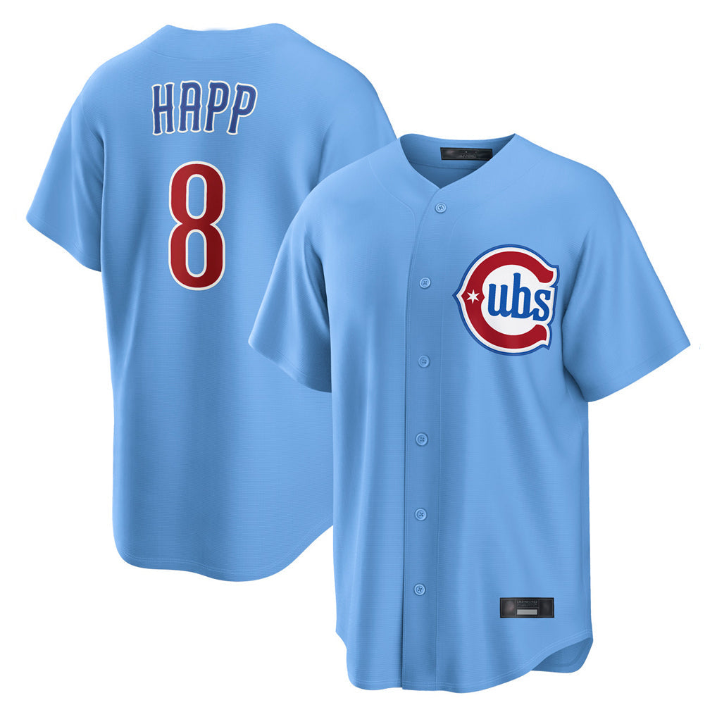 BIPIHUC C.Cubs #8 Ian Happ Player Light Blue Home Game Stitched Jerseys