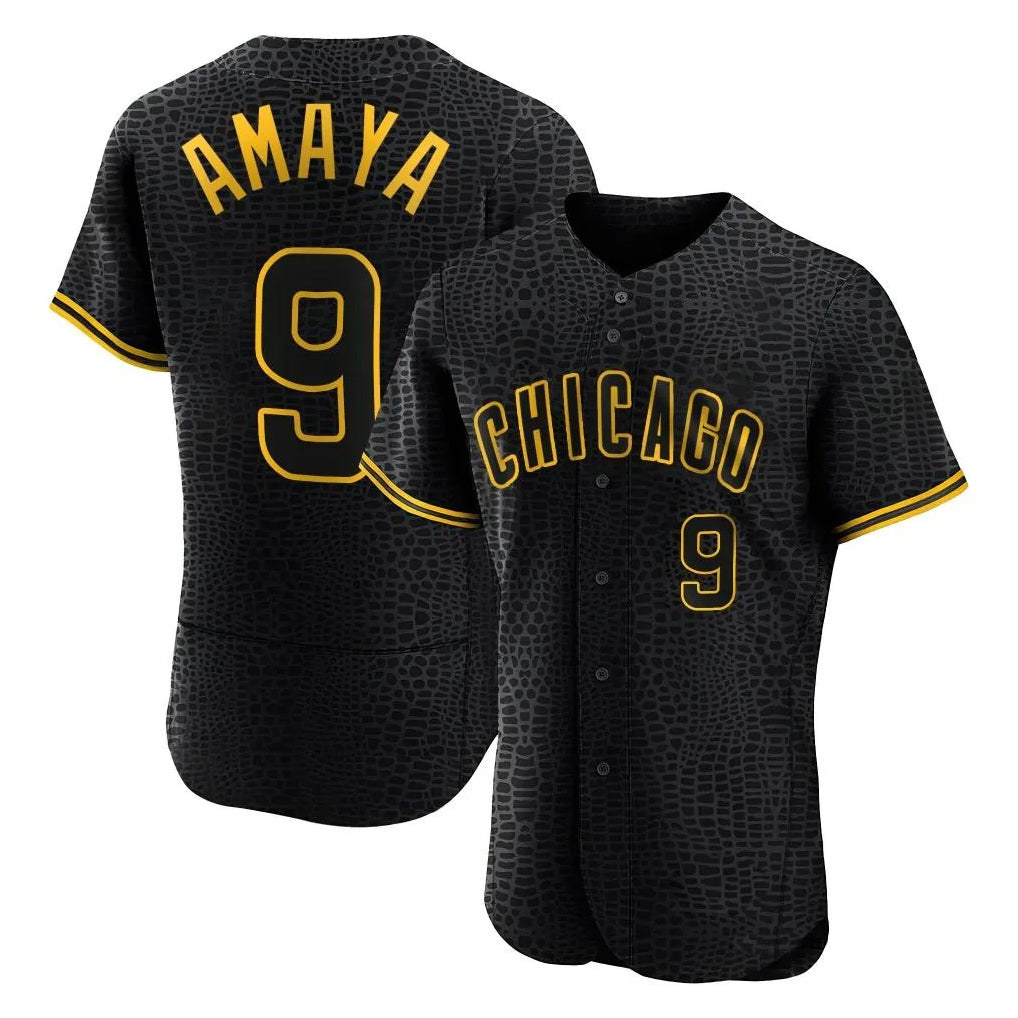 BIPIHUC C.Cubs #9 Miguel Amaya Player Black Snake Skin City Limited Elite Home Game Stitched Jerseys