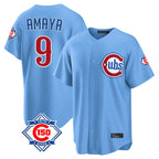 BIPIHUC C.Cubs #9 Miguel Amaya Player Light Blue 150th Anniversary Home Game Stitched Jerseys